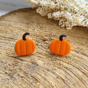 Pumpkin stud earrings, Fall, autumn halloween earrings, clay earrings, tiny studs, handmade earrings, clay pumpkin earrings, cute gift