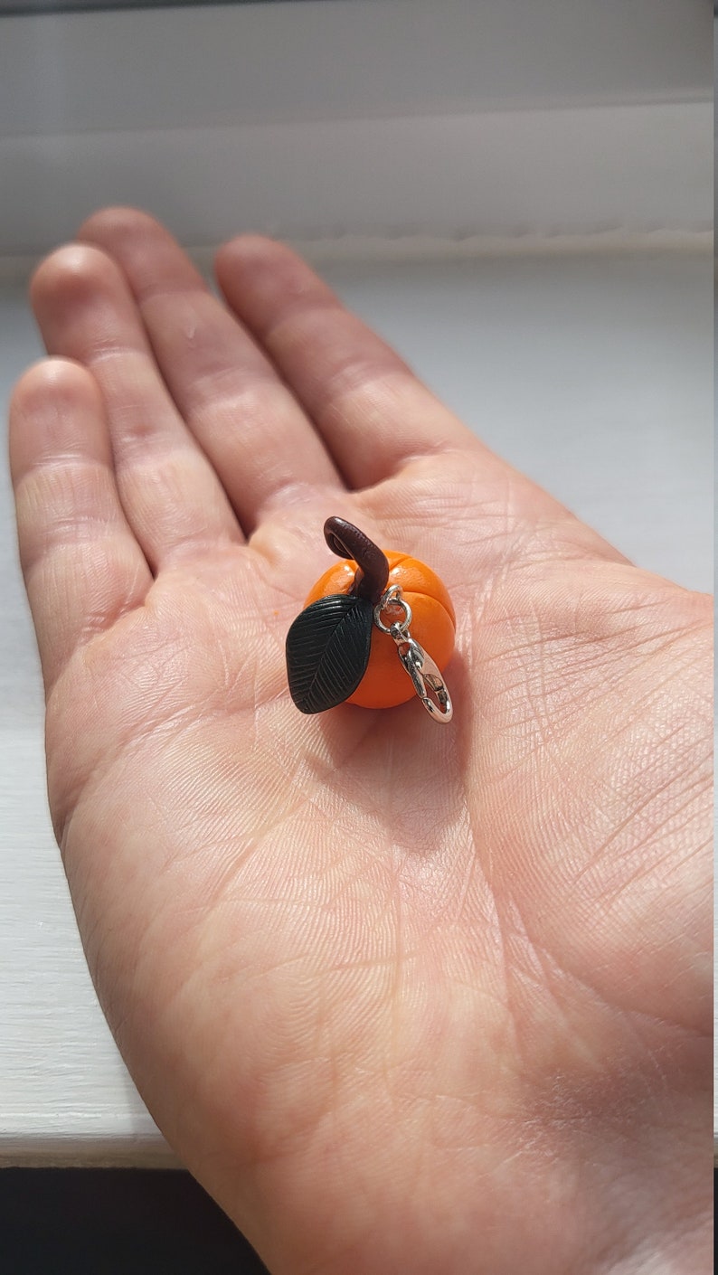 Pu&ograve; includere: Un piccolo ciondolo a forma di zucca arancione con una foglia nera e una catenina argentata. Il ciondolo &egrave; realizzato in pasta polimerica ed &egrave; perfetto per aggiungere un tocco autunnale ai tuoi gioielli o ai tuoi lavoretti.