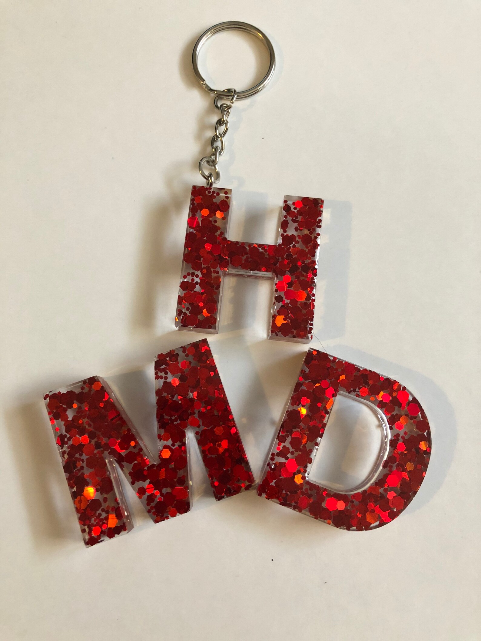 Glitter resin alphabet letter keychain. Any color glitter Etsy