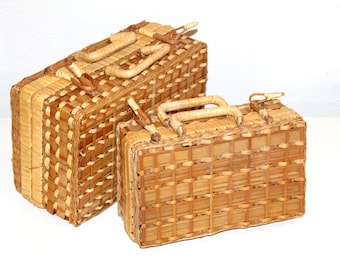 Walizki wiklinowe, vintage hippie | Walizki rattanowe, organizery na przedmioty | Romantyczna dekoracja, Prawdziwa miłość vintage.