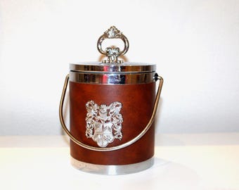 IJsblokjesbakje met deksel Vintage, Ijskoeler Ijsemmer Retro Bareware Ijsemmer |Bruin en Zilver ijsblokjesemmer | Bartender en bar decor.