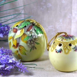 Pomada con flores secas, bola de popurrí de cerámica | Vintage inglés, flores | Boudoir deco, difusor.