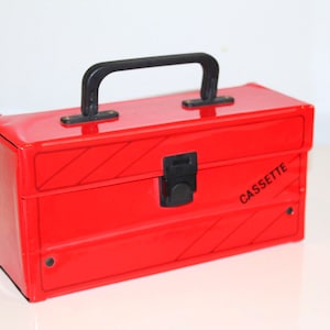 Retro music cassette case, music case for 12 cassettes | Music storage case, 80s disco music | Cassette box.