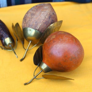 Kunst met echt fruit , koloniaal fruit | Kunstobject met koperen bladeren , Keuken decor.