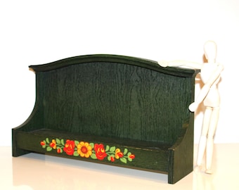 Estante de especias de madera con flores, estante de especias | Estante de especias rústico, estante de pared de cocina | Estante de especias nostálgico | Armario de especias.