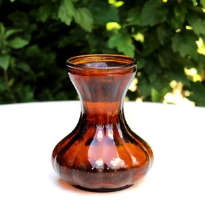Amber vase - Andries Copier LEERDAM - Amber colored glass hyacinth vase, bulb vase - Leerdam Model 583 - Made in Holland 1950s