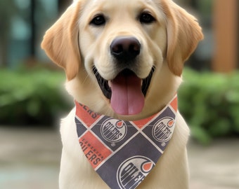 Edmonton Oilers Pet Bandana-Reversible Pet Bandana-Slip On Collar Pet Bandana