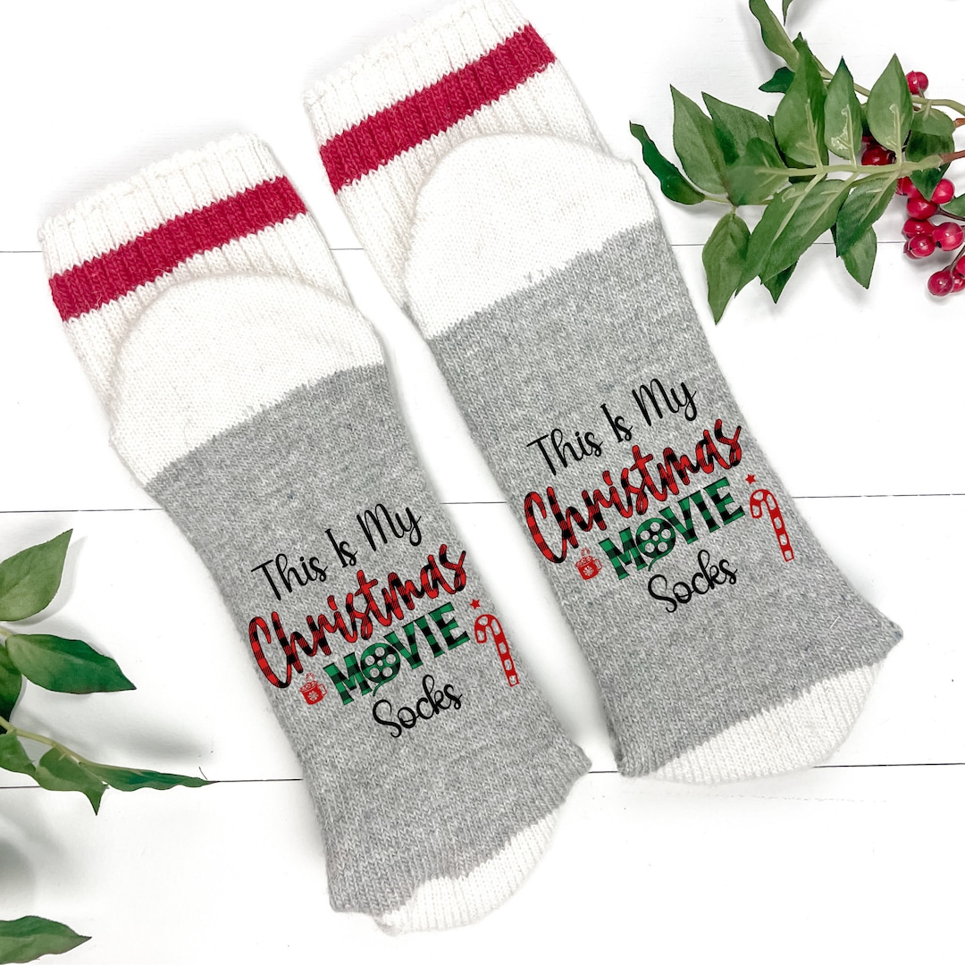Christmas Movie Sockschristmas Hallmark Sockswatching TV Socksred