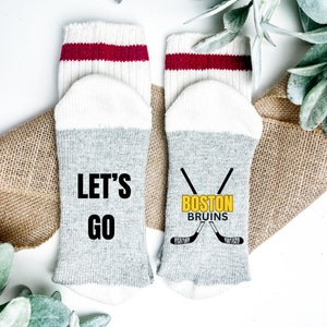 Let's Go Boston Bruins-Gift For A Hockey lover-Hockey Watching Socks-Gift For Dad-Boston Bruins Socks-Boston Bruins Fan Gift-Hockey Fan