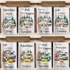 Motorhome Trailer Camping Sayings Sublimation PNG Bundle-Kitchen Camper Designs-Camping Kitchen Towel PNG Bundle-Floral Camper Towel PNG