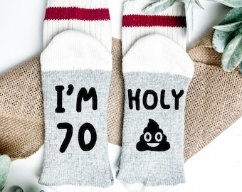 I'M 70 Holy Shit Socks-Funny 70th Sock Sayings-Gift for 70th Birthday-Personalized Funny Socks-Gag Gift for 70th Birthday-Holy Shit Socks