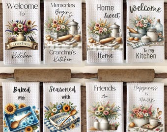 Farmhouse Kitchen Towel Designs: Floral Tea Towel PNG (Digital Download)