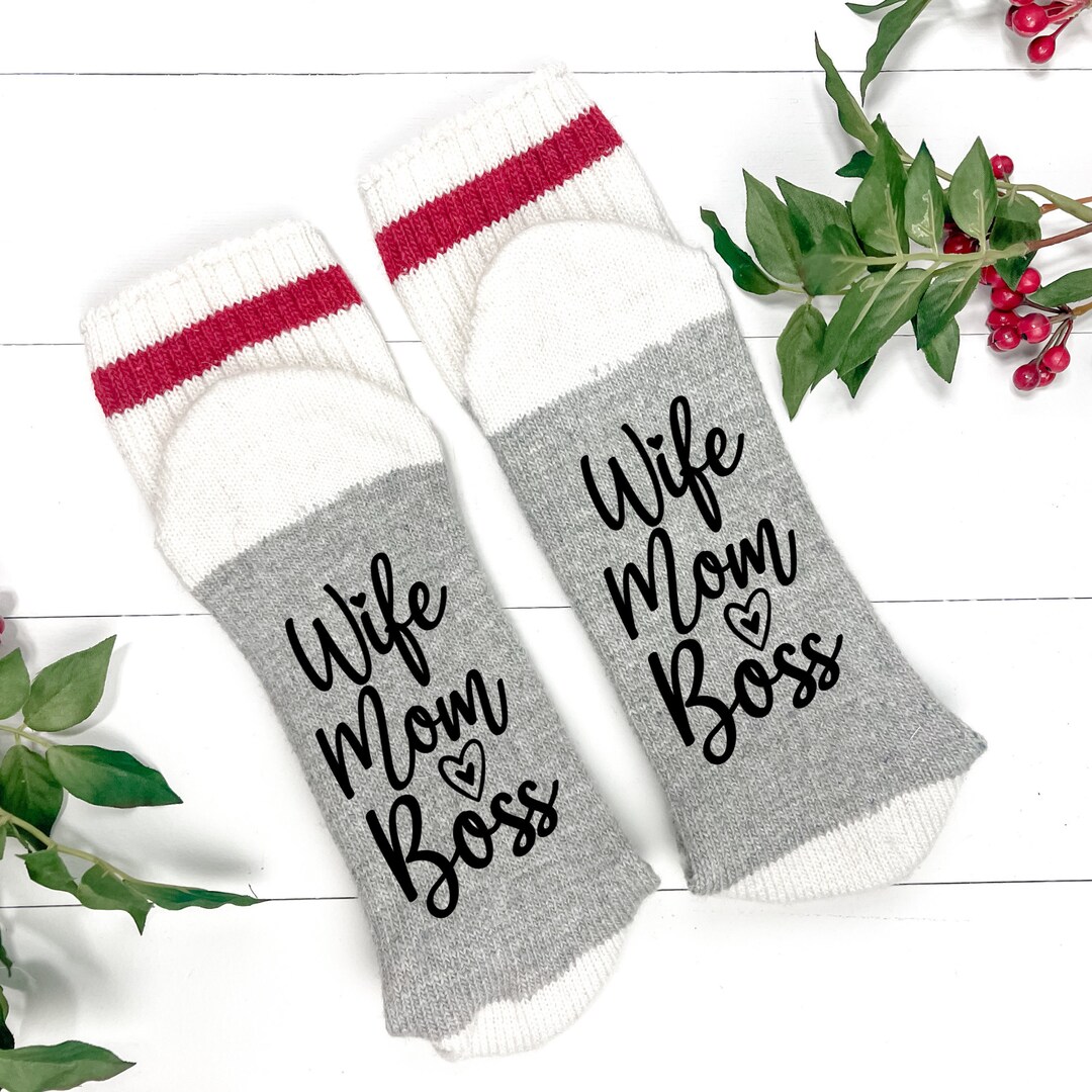 Wife Mom Boss Sockscute Wife Socksmom Boss Sockspersonalized Socks for Mom Etsy