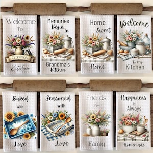 Farmhouse Kitchen Towel Designs: Floral Tea Towel PNG (Digital Download)