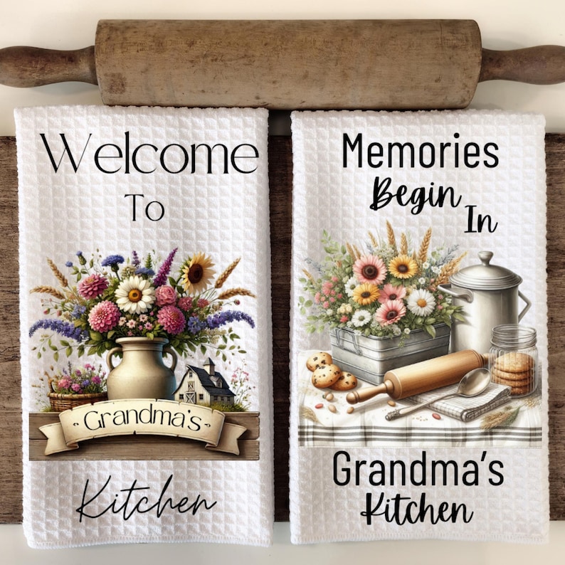 Diseños de paños de cocina de la abuela: Paquete PNG de estilo rústico (descarga digital) imagen 1