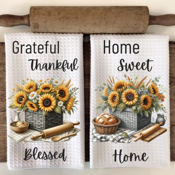 Sunflower Kitchen Towel Designs: Farmhouse PNG Bundle (Digital Download)