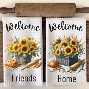 Sunflower Farmhouse Kitchen Towel Designs: Welcome Home PNG (Digital Download)