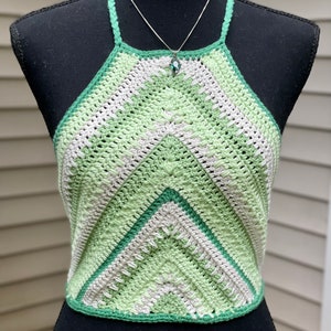 Beautiful Greens Halter Top - Boho Festival Top (S/M)
