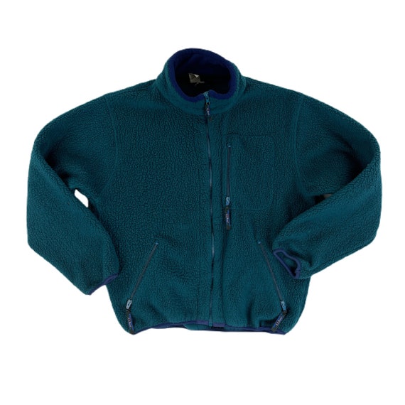 1990s LL Bean Fleece Jacket Full Zip Green Pile / Hiking Gear | Etsy