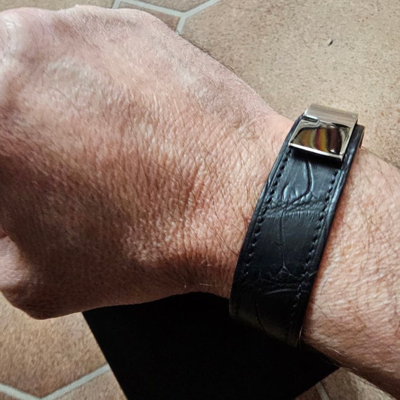 Handmade Men's Bracelet 100% Genuine Crocodile Leather, Parisian