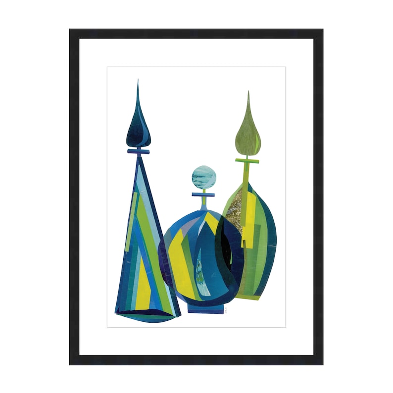 Mid Century Modern Inspired Art Print Made From Paper Collage