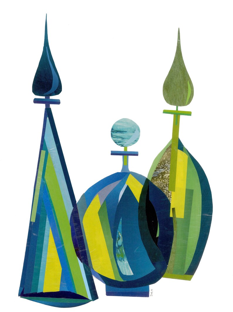 Mid Century Modern Inspired Art Print Made From Paper Collage