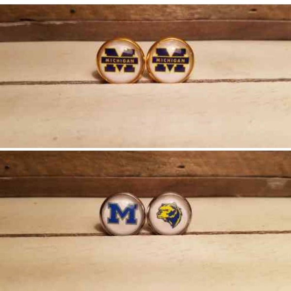 University of Michigan stud earrings | U of M earrings | Wolverines | Team minimalist earrings | Block M | 12mm | Stocking stuffer | Gift
