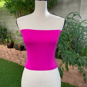 Matte Fuchsia Spandex Women Tube Crop Top