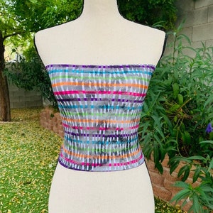 Rainbow Nylon Spandex Tube Crop Top