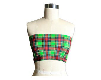 Red and Green Plaid Tube Crop Top