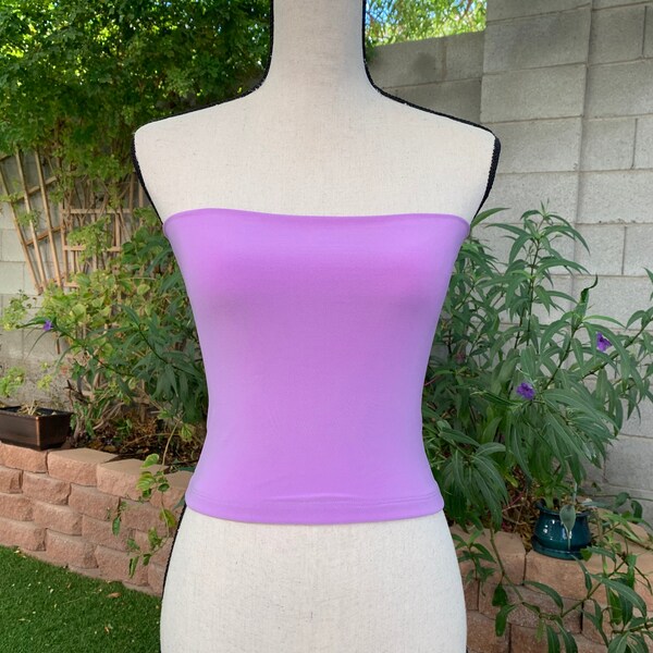 Summertime Lavender Striped Knit Cotton Spandex Tank Top