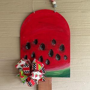 Hand Painted Watermelon Popsicle Door Hanger: Summer Porch Decor