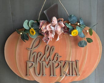 Accroche-porte citrouille d'automne rustique : décoration de style campagnard