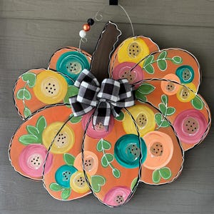 Pumpkin Door Hanger - Fall Floral Pumpkin - Fall Decor - Pumpkin Sign - Porch Decor - Fall Decor - Fall Porch Decor - Fall Home - Autumn