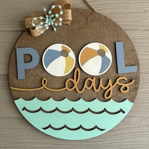 Journées piscine - accroche-porte - décoration d'été - décoration de porche - terrasse de piscine - décoration d'intérieur - décoration en bois - panneau en bois - panneau de piscine - décoration de piscine - fête