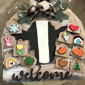 Cow Door Hanger - Interchangeable Sign - Seasonal Sign - Farmhouse Gift - Home Decor - Gifts For Home - Gifts For Her - Home  - Holiday