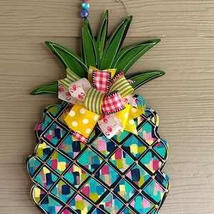 Türschild Ananas: Handbemaltes Birkenholz