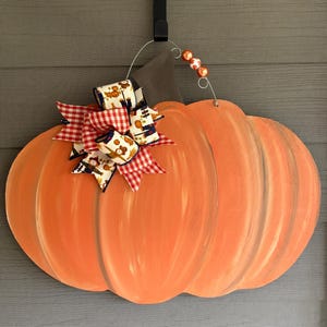 Fall Pumpkin Door Hanger: Hand-Painted Scarecrow Decor