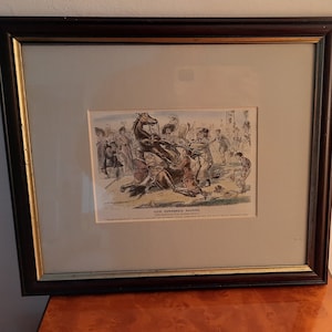 Impresión humorística de carreras de caballos con dibujos animados de Punch Vintage