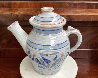 Vintage Irish Teapot Pottery Tea Pot Blue and White Teapot