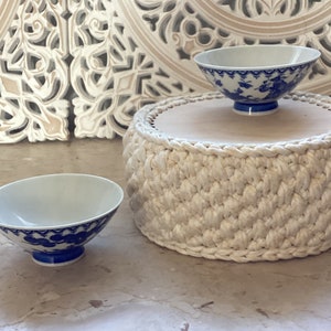Set of 2 Japanese Porcelain Rice Bowls Blue and White Transfer Ware Bowls