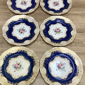 Antique Porcelain Plates Crown Staffordshire Plates Cake Plates Dessert Plates Fruit Plates Luncheon PlatesCirca 1906