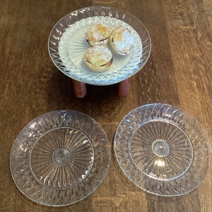Vintage French Clear Pressed Glass Sandwich Plates Cake Plates