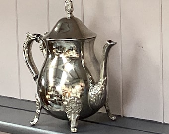 Vintage Silverplate Tea Pot Decorative Metal Tea Pot