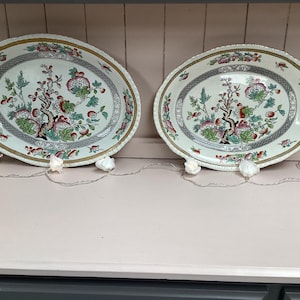 Set of 2 Antique Ironstone Indian Tree Oval Plates