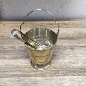 Midcentury Silverplate Ice Bucket with Drip Tray and Claw Tongs