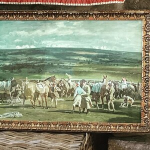 British Sporting Art Sir Alfred Munnings Signed Lithograph The Saddling Paddock Cheltenham March Meeting Sport of Kings Turf Club Art