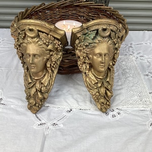 Exceptional Pair of  Antique French Gilded Wall Brackets Small Wall Consoles 11&quot; High