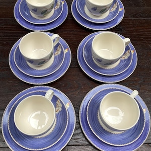 Vintage Wedgwood Sarah’s Garden Teacup Saucer Side Plate Trio Queensware China