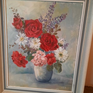 Vintage Floral Oil on Canvas Original Floral Painting CottageCore Aesthetic GrandmaCore Home